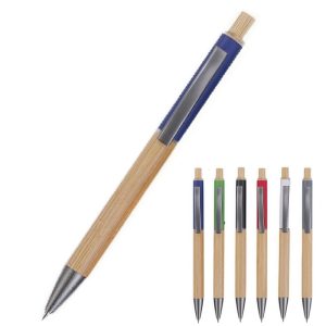 Eco-Friendly Bamboo Pens with Colored Clips for Writing
