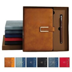 A5 Premium PU Leather Business Gift Set - Hardcover Notebook