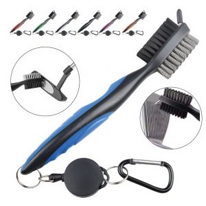 Retractable Golf Brush with Keychain for Club Cleaning