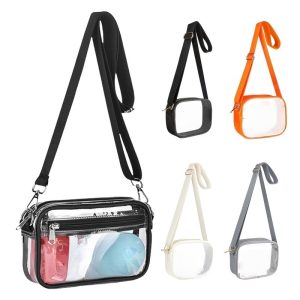 Clear PVC Crossbody Stadium Bag - Transparent Shoulder Purse