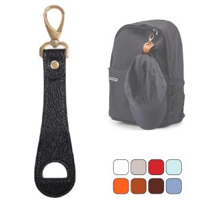 Leather Hat Clip Holder with Gold Hook for Backpack