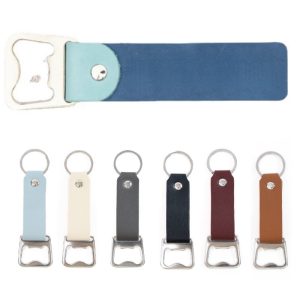 Personalized Leather Bottle Opener Keychain - Custom