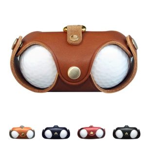 Leather Golf Ball Holder Dual Portable Storage Case Clip
