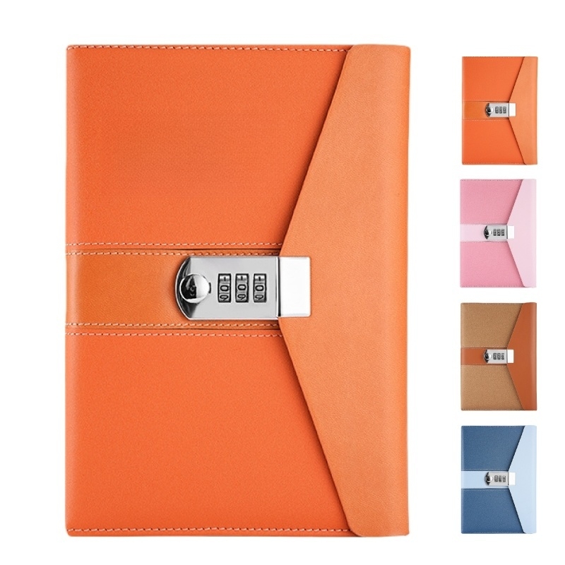 Combination Lock Diary - PU Leather Personal Notebook