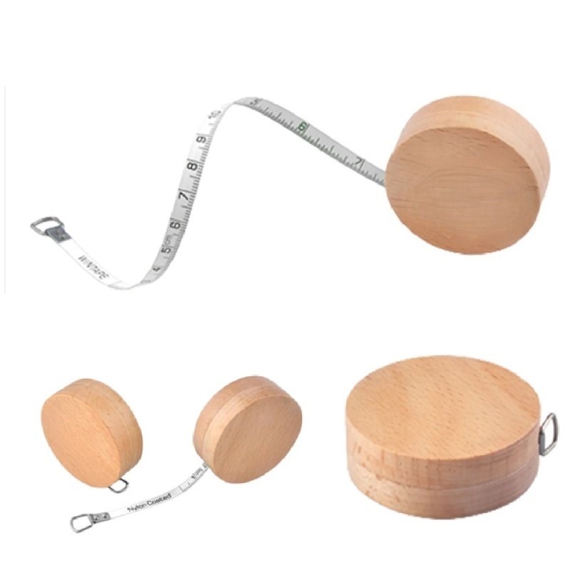 Round Wooden Retractable Tape Measure - Eco-Friendly Design