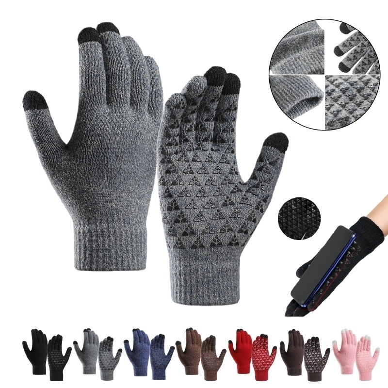 Touchscreen Knit Winter Gloves with Anti Slip Grip