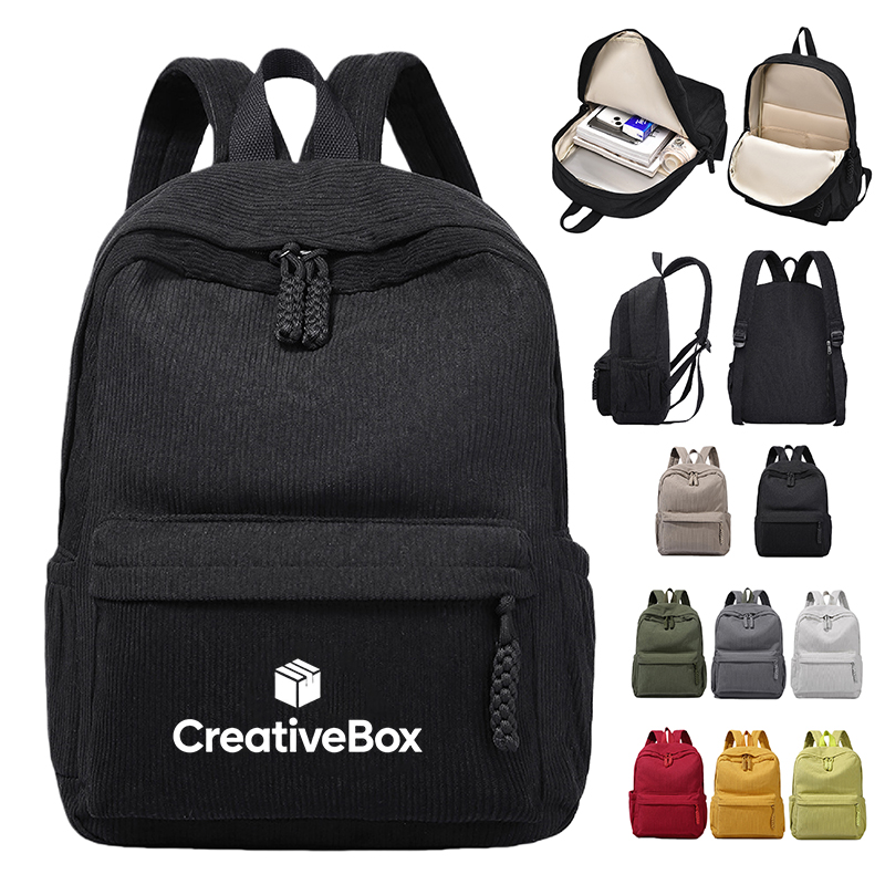Corduroy Lightweight Backpack for School and Daily Use