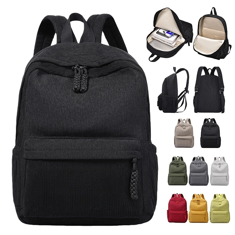 Corduroy Lightweight Backpack for School and Daily Use