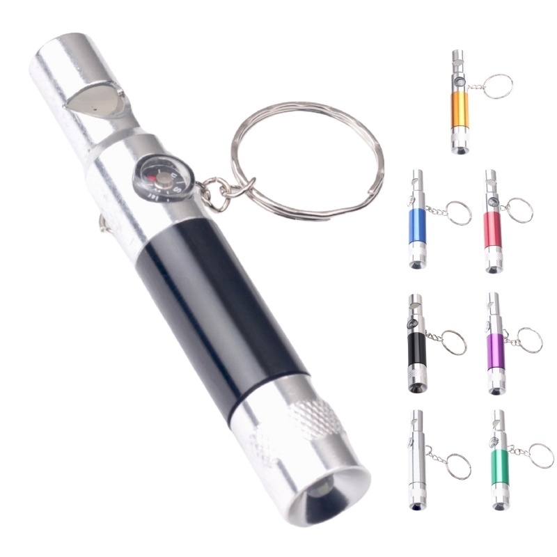 Multifunction Whistle Flashlight Keychain with Compass