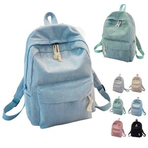 Corduroy Casual Backpack School Book Bag