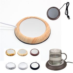 USB Mug Warmer Desk Cup Heater with Wood Coaster
