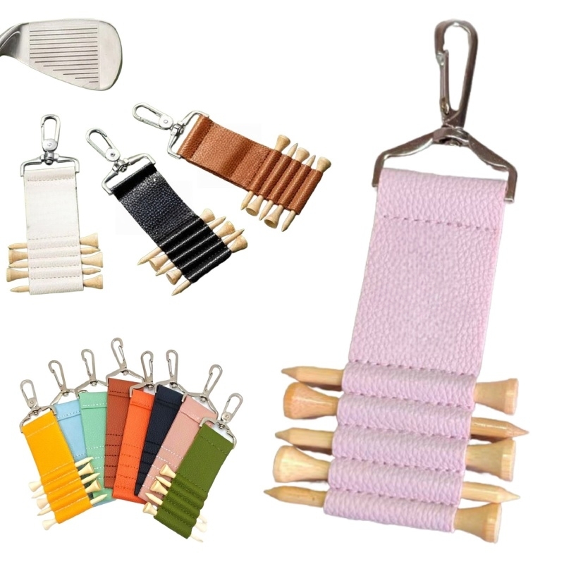 Golf Tee Holder Leather Clip Accessory for Bags