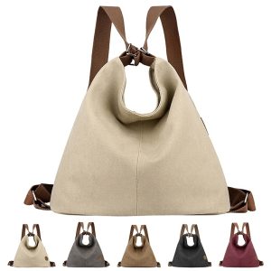Convertible Canvas Backpack Large Capacity Shoulder Bag