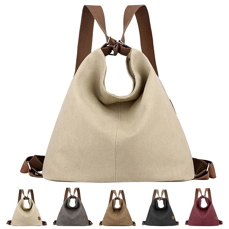 Convertible Canvas Backpack Large Capacity Shoulder Bag