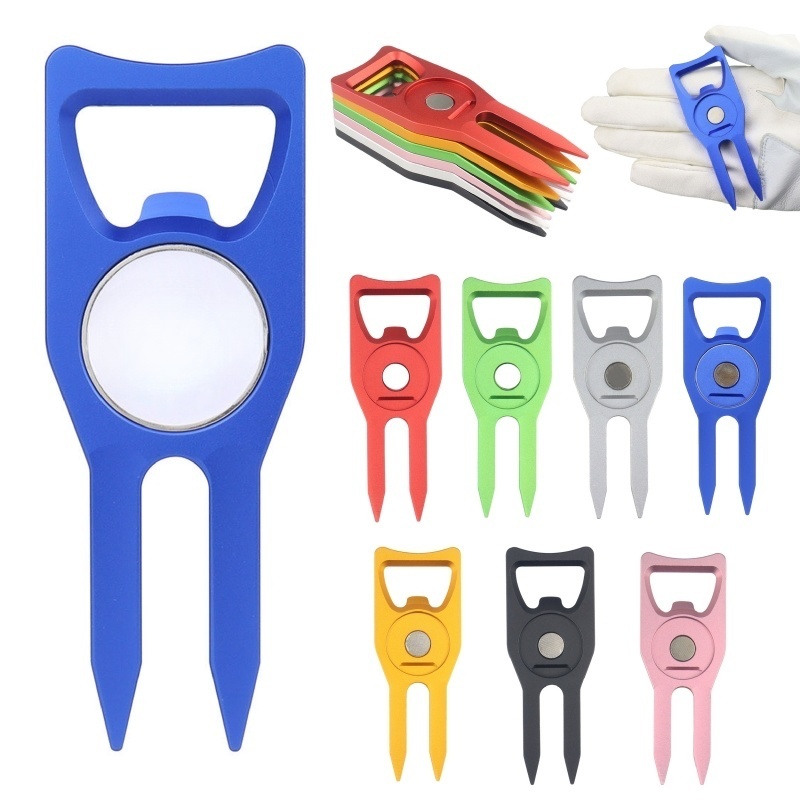 Golf Divot Tool With Magnetic Ball Marker And Opener