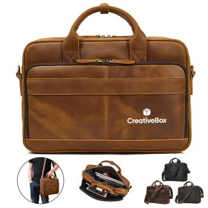 Leather Laptop Briefcase Mens Business Work Messenger Bag