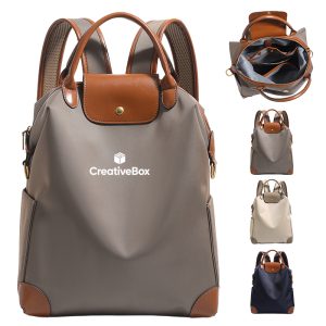 Women Fashion Backpack Leather Trim Travel Daypack