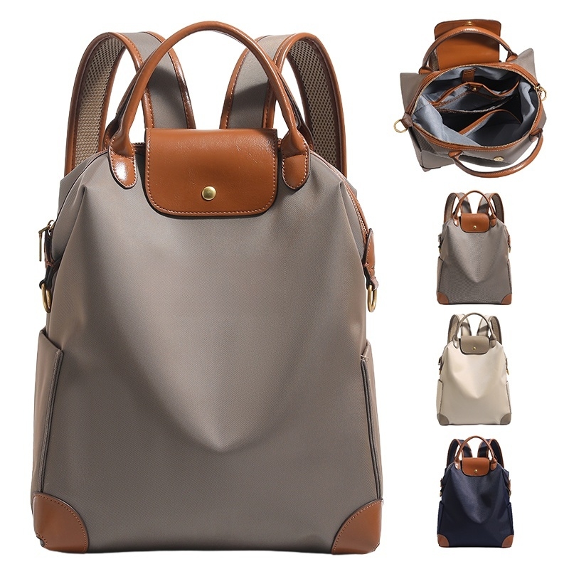 Women Fashion Backpack Leather Trim Travel Daypack