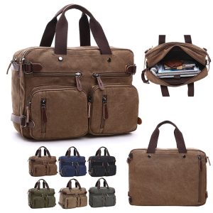 Canvas Messenger Bag Multi Pocket Tote for Men Travel Work
